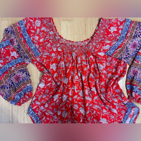 Tolani Off Shoulder Floral Print Blouse - Silky 100% Cupro, Flowly - Size M - Picture 2 of 10